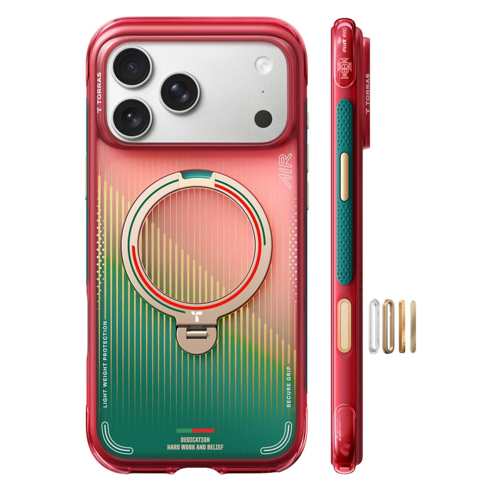 Torras X Portuguese Football Federation Ostand Q3 Air Magsafe Case for iPhone 17 Pro Max - Red/Green