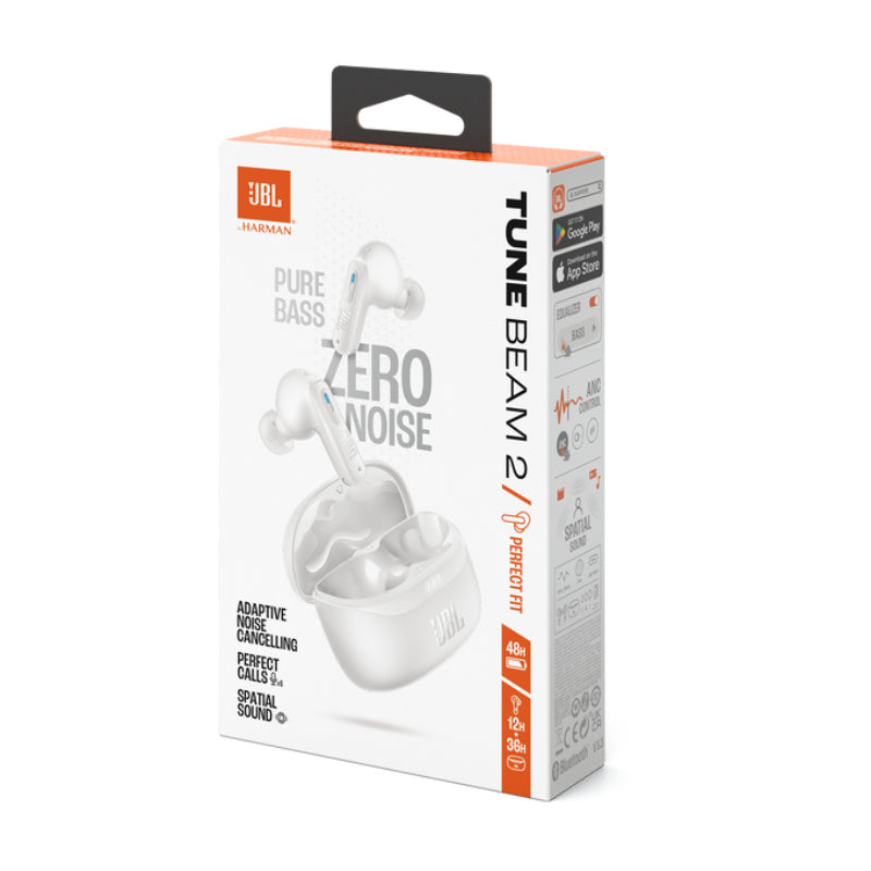 JBL Tune Beam 2 Noise Cancelling In-the-Ear Earbuds - White