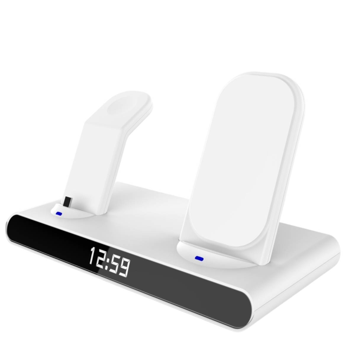 Wireless Fast Charge Stand Clock Three-in-One Folding Wireless Charger - White