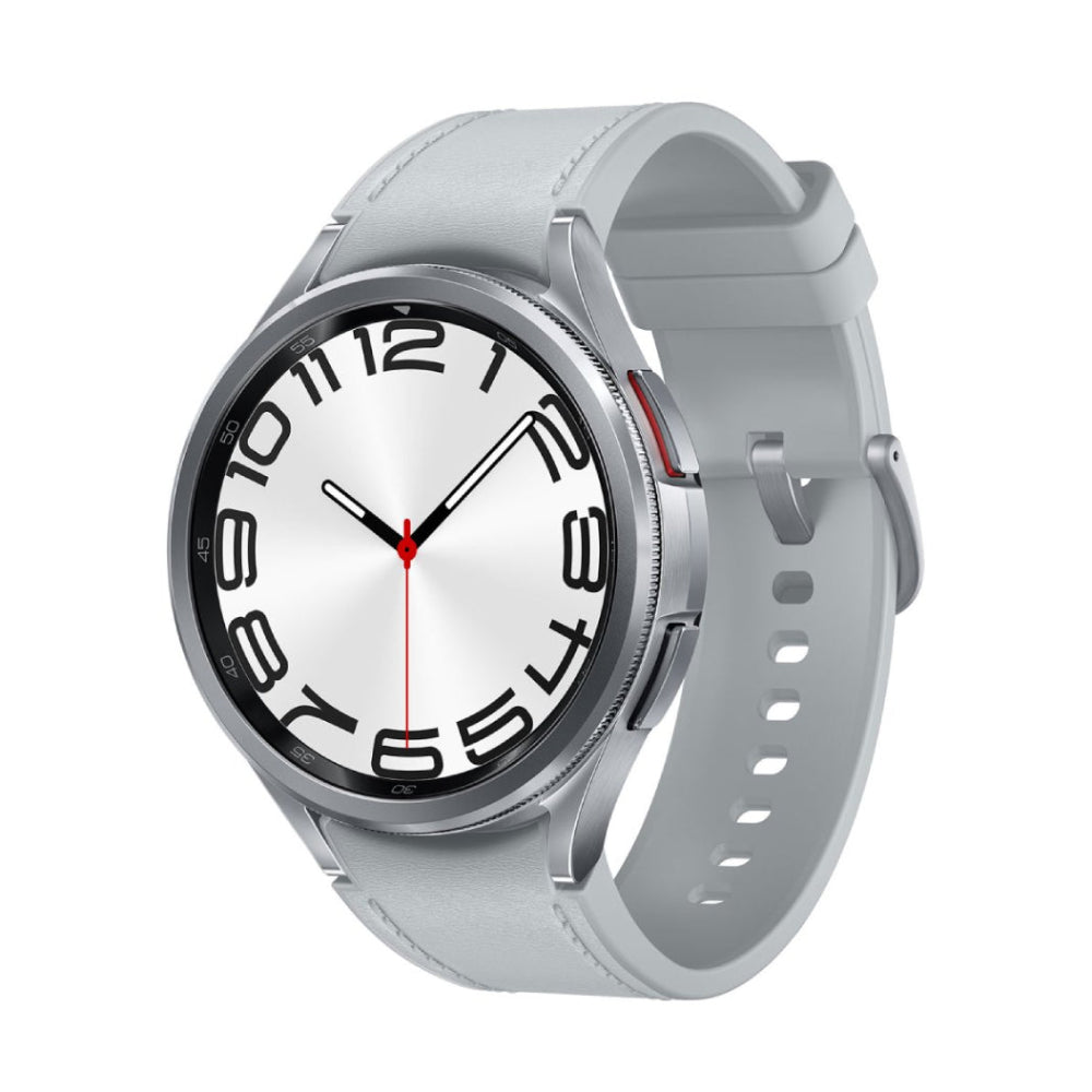 Samsung Galaxy Watch6 Unisex 47mm Stainless Steel Case Smartwatch with Silver Sport Band - LTE