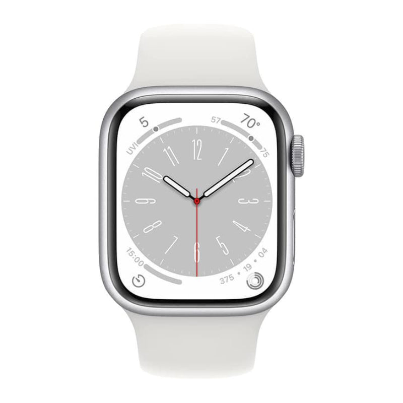 Certified Refurbished Apple Series 8 41mm Silver Aluminum Case Smartwatch with White Sport Band - GPS