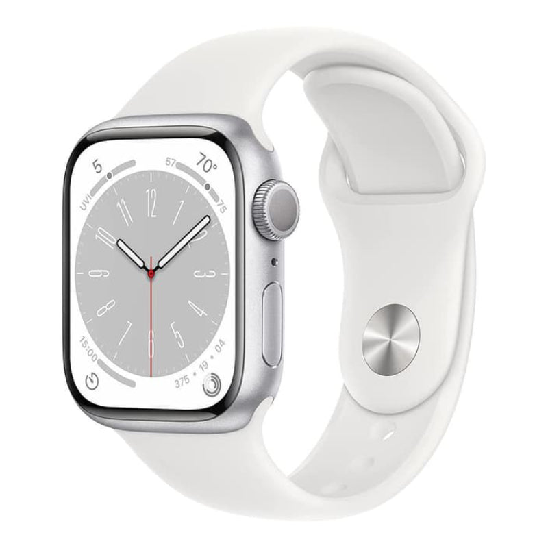 Certified Refurbished Apple Series 8 41mm Silver Aluminum Case Smartwatch with White Sport Band - GPS