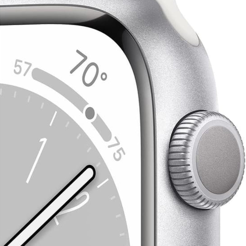 Certified Refurbished Apple Series 8 41mm Silver Aluminum Case Smartwatch with White Sport Band - GPS