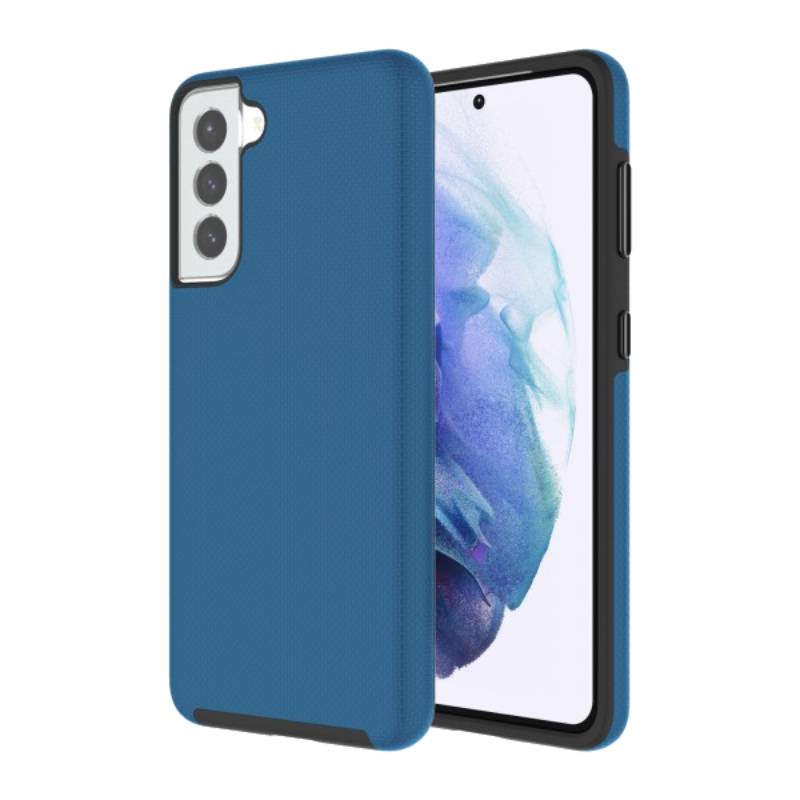 Funda antigolpes de doble capa Axessorize PROTech con durabilidad de grado militar para Samsung Galaxy S21 - Azul