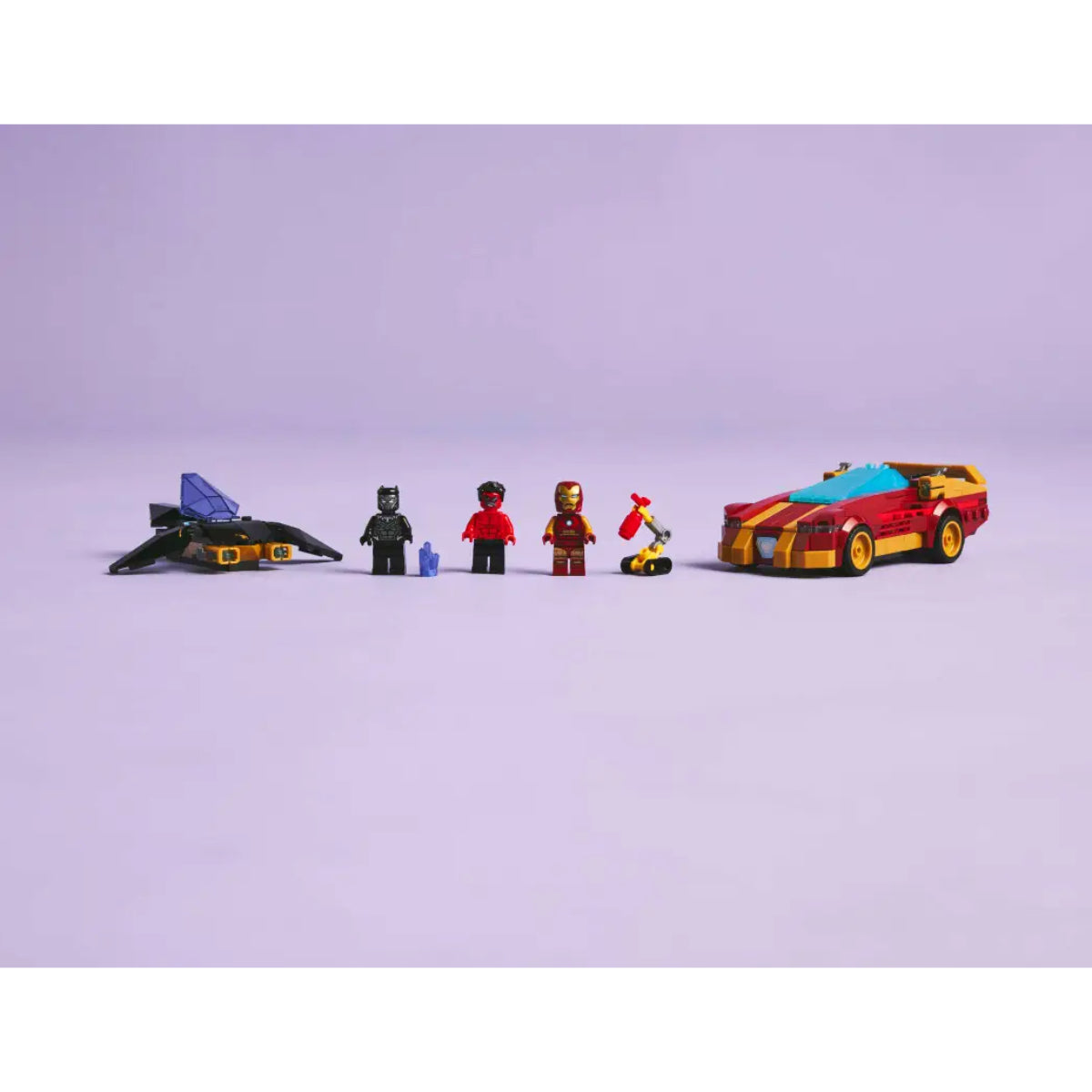 LEGO Marvel Iron Man Car & Black Panther vs Red Hulk Super Hero Building Toy Set (295-Pieces)