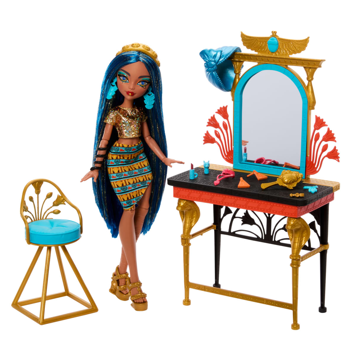 Monster High Cleo de Nile Doll Self-Scare Day Playset with Vanity Accessories