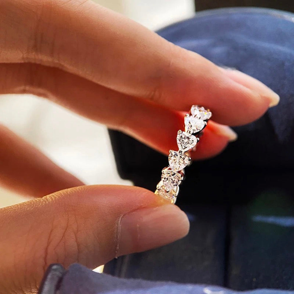 Anna Zuckerman Olivia Eternal Love Band Women's 5 ct. Diamond Crystalline Haute Love Eternity Ring in Platinum-Plating over 925 Sterling Silver - Size 9