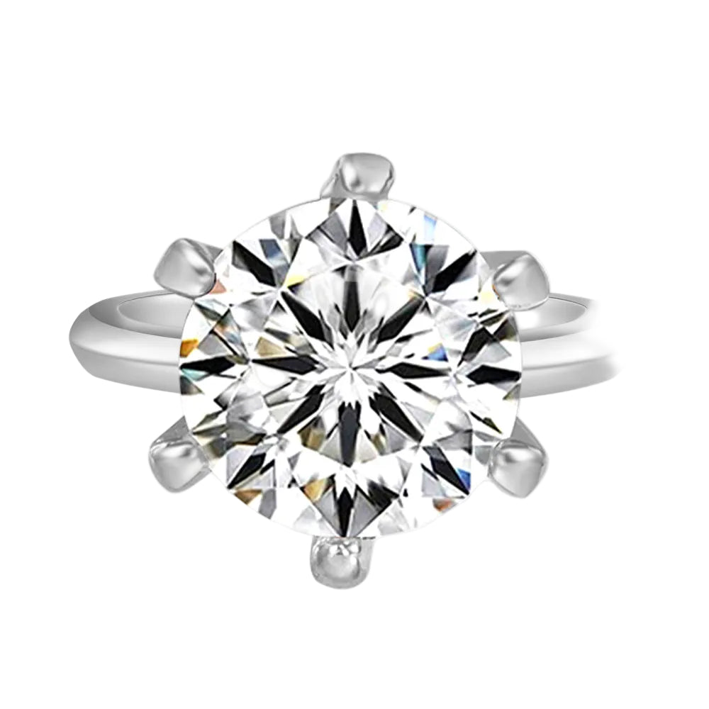 Anna Zuckerman Anastasia 23 Women's 7 ct. Diamond Crystalline Solitaire Engagement Ring in Platinum-Plating over 925 Sterling Silver
