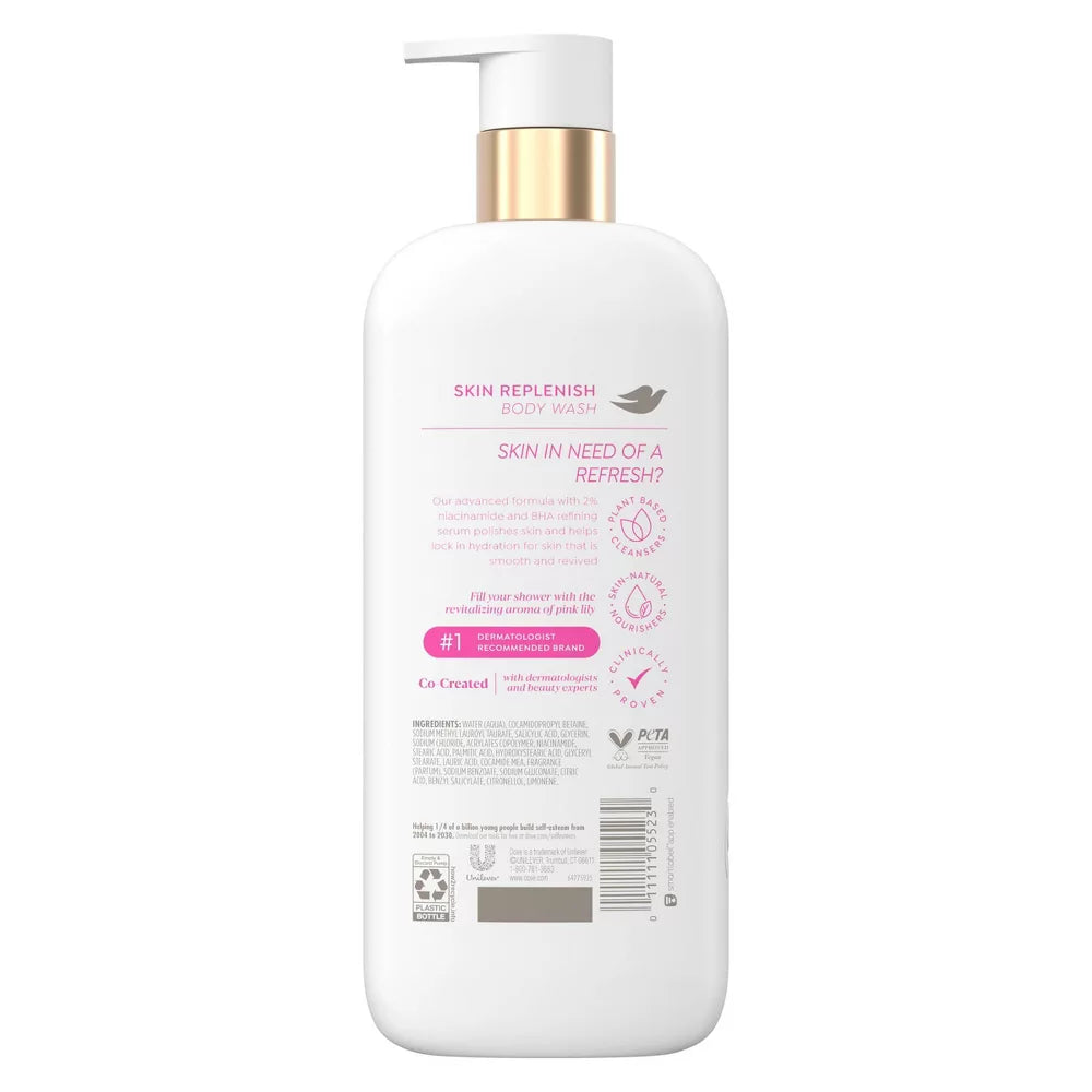 Dove Beauty Serum Body Wash Skin Replenish with 2% Niacinamide 18.5 Fl Oz
