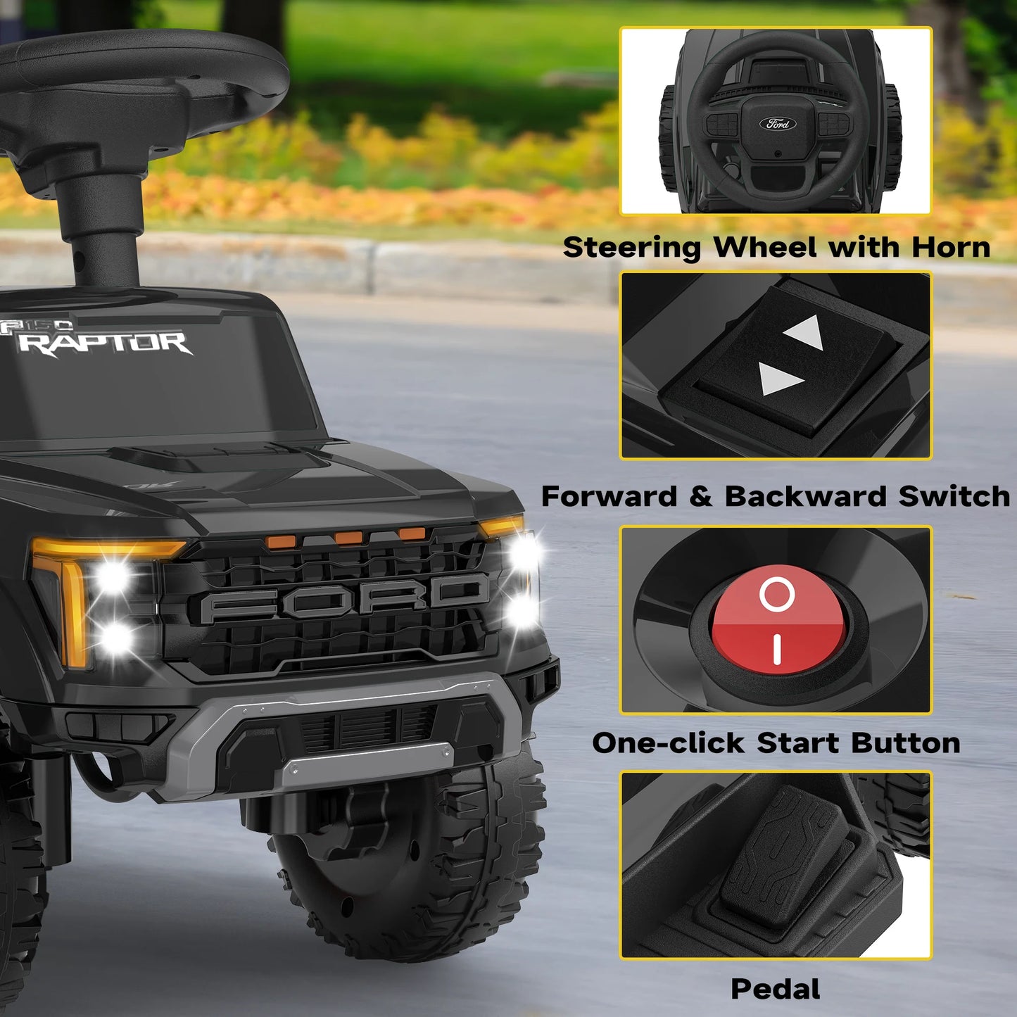 BBJ Toys 6V Ride On Ford F150 Battery Operated Toy Car - Black