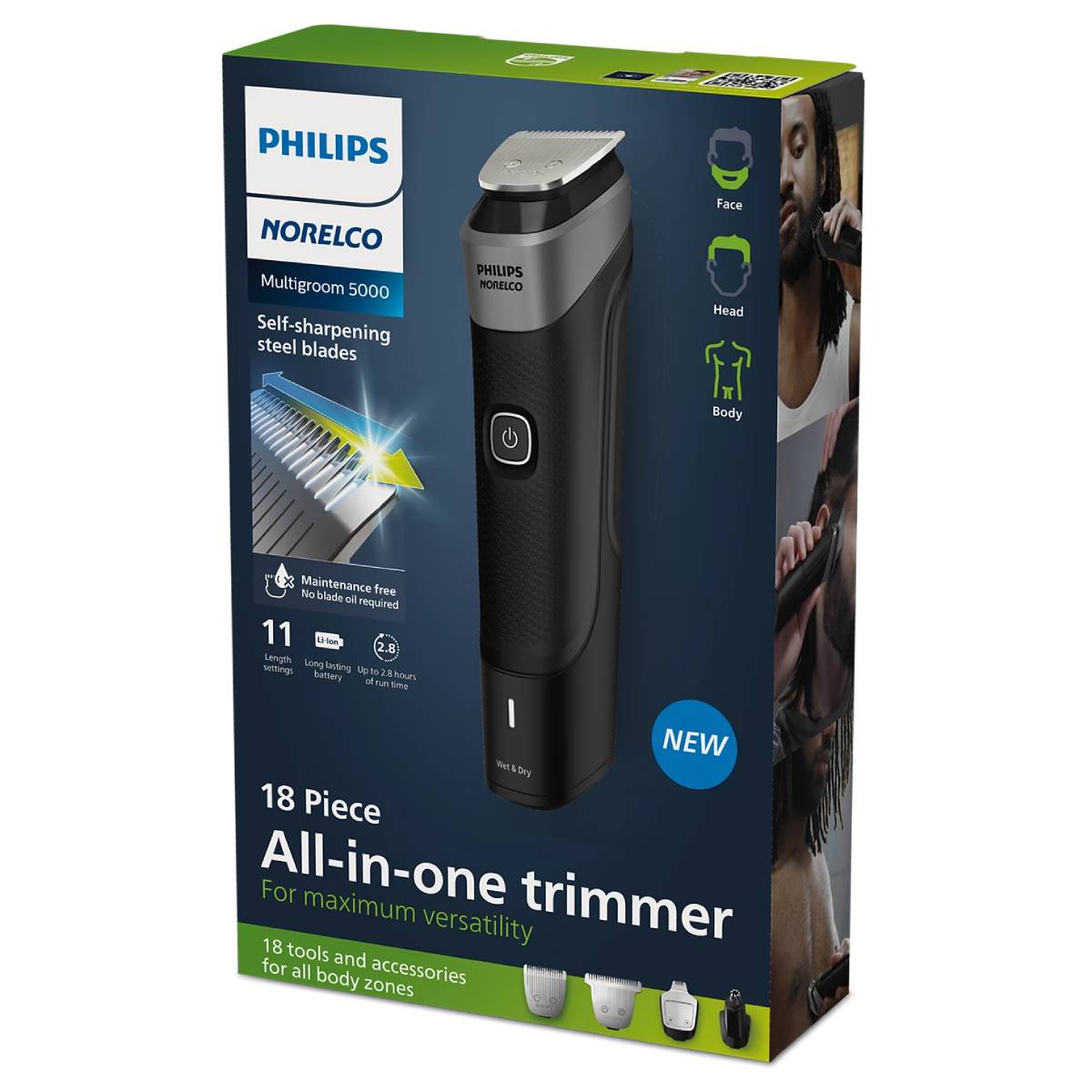 Philips Norelco Series 5000 Multigroom All in One Electric Trimmer (18 Piece) - Black