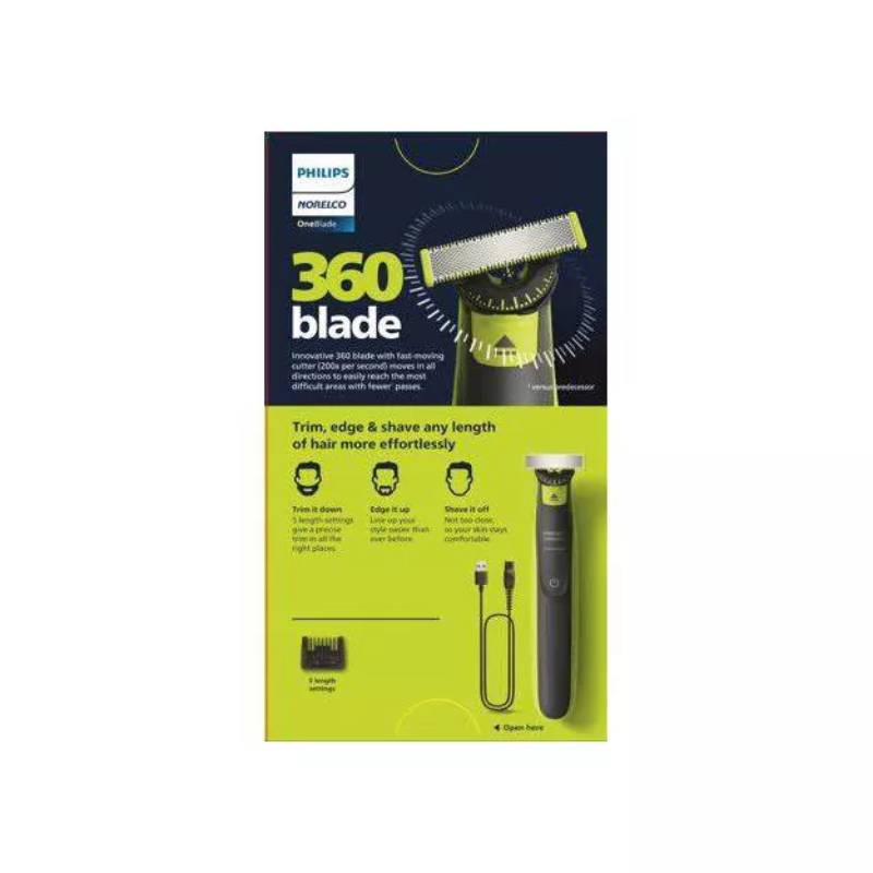 Philips Norelco OneBlade 360 Degree Electric Shaver and Trimmer - Black/Green