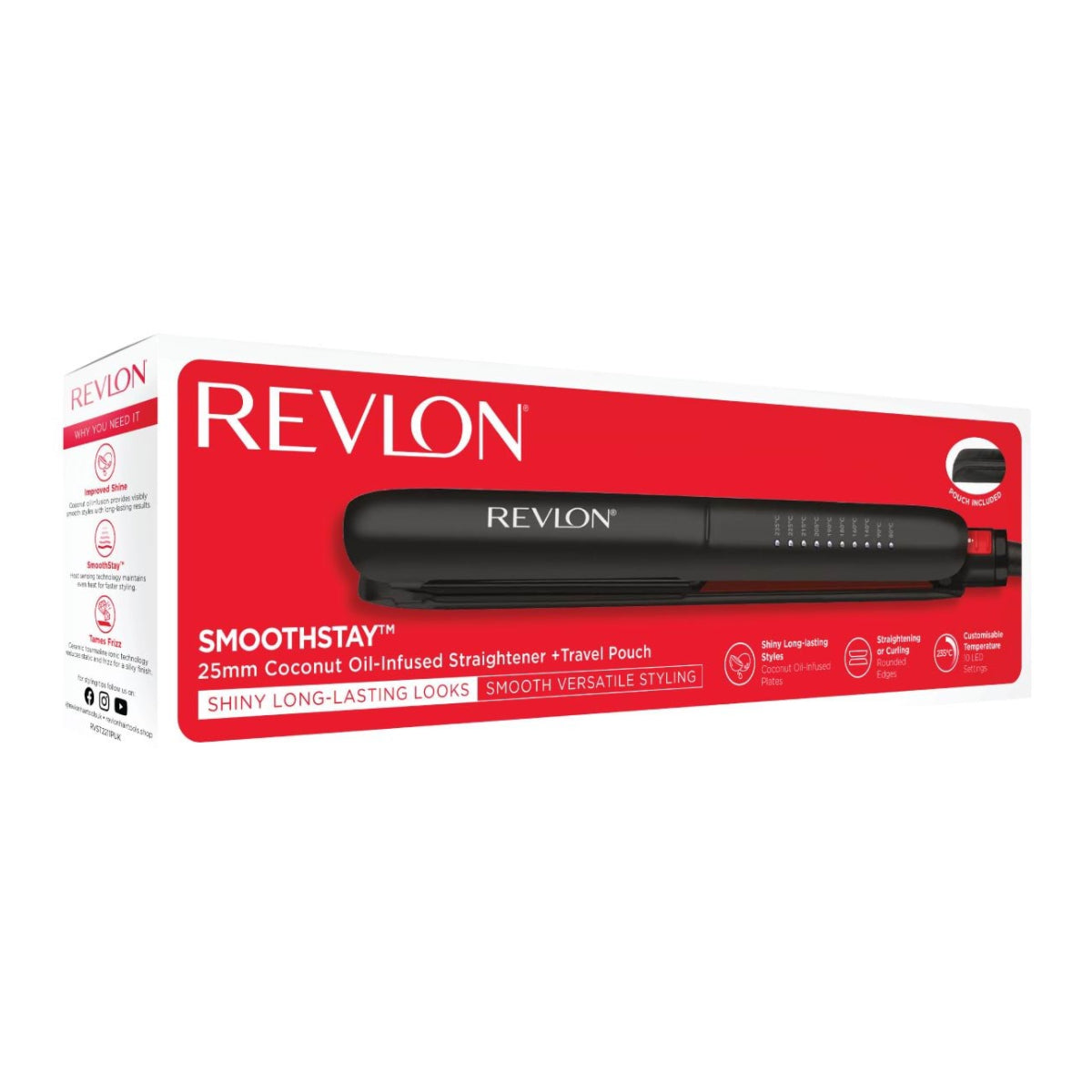 Revlon Smoothstay Coconut Oil-Infused 1" Straightening Iron - Black