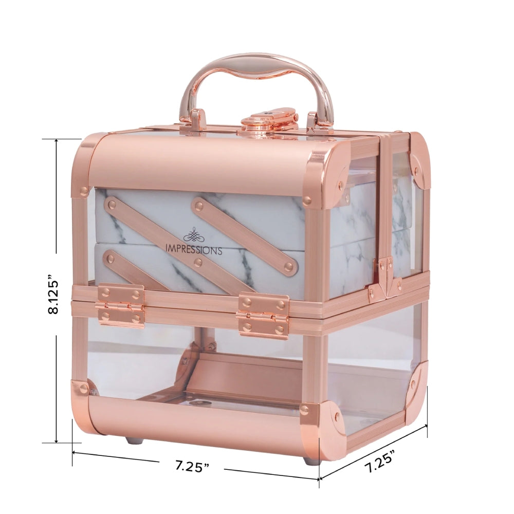 Impressions Vanity Savvy Slay Cube Makeup Travel Case with Mirror - Rose Gold/Clear