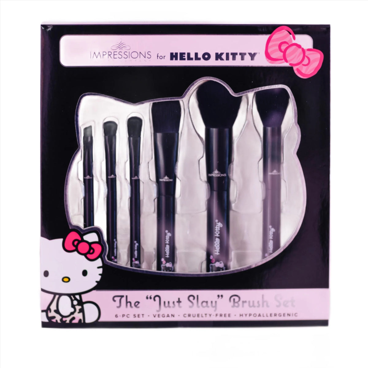 Impression Vanity Hello Kitty "Just Slay" Makeup Brush set (6 Pieces) - Black