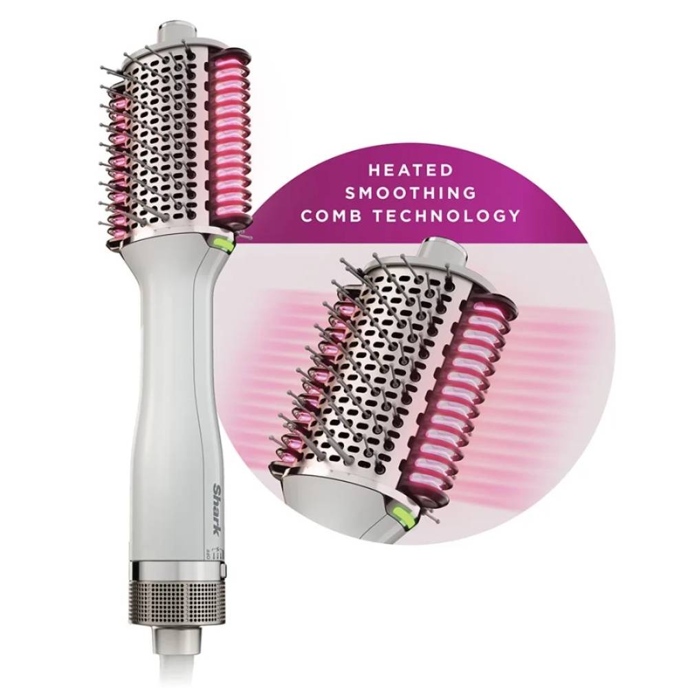 Shark HT202 SmoothStyle Heated Comb and Blow Dryer Brush - White