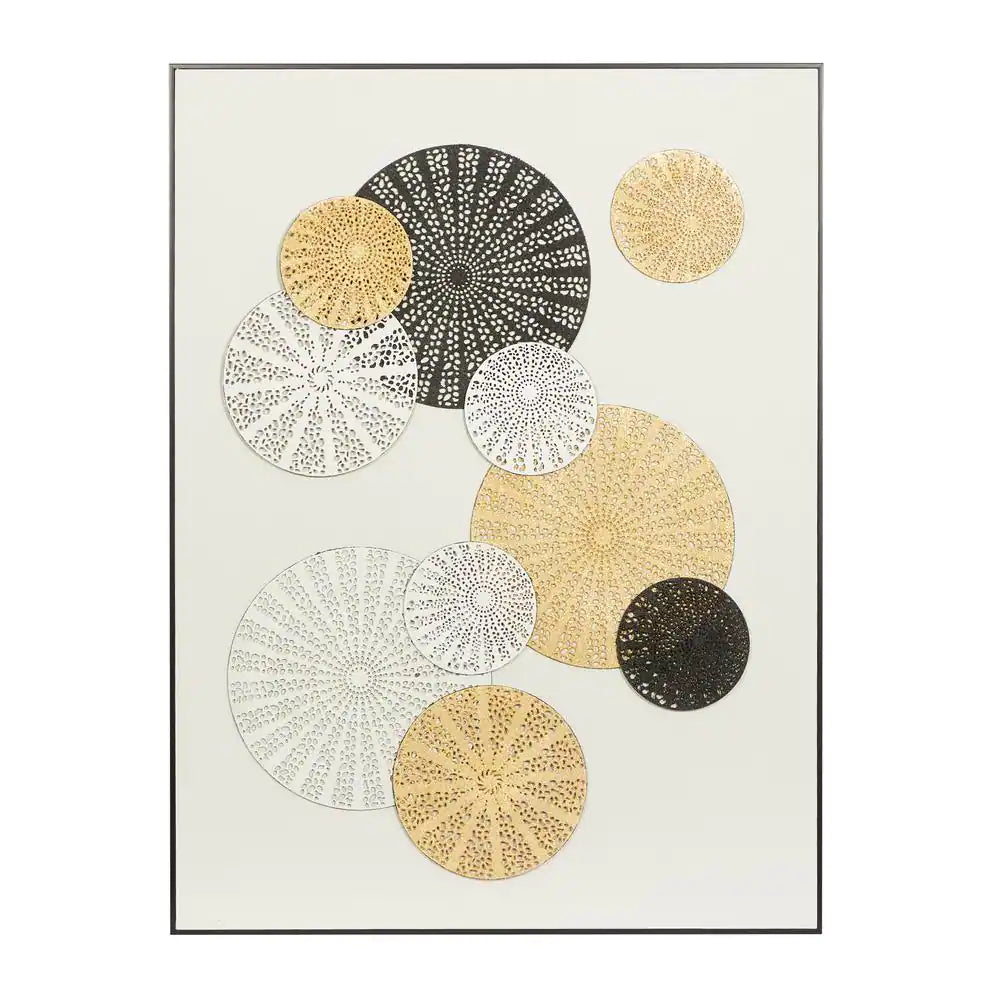 UMA Enterprises Contemporary 40" x 30" Radial Circles Wall Art with Black Frame - Multicolor