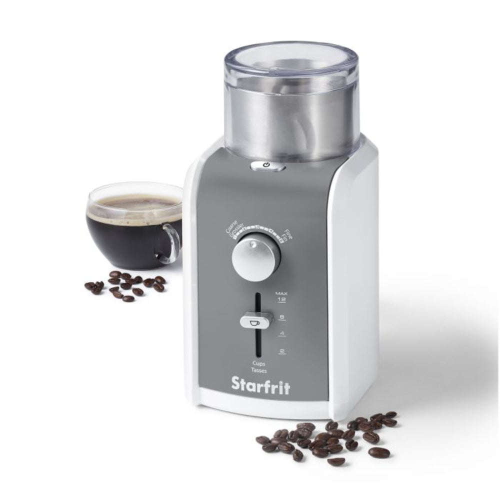 Starfrit 024008-003-0000 Adjustable Electric Coffee and Spice Grinder - White/Gray