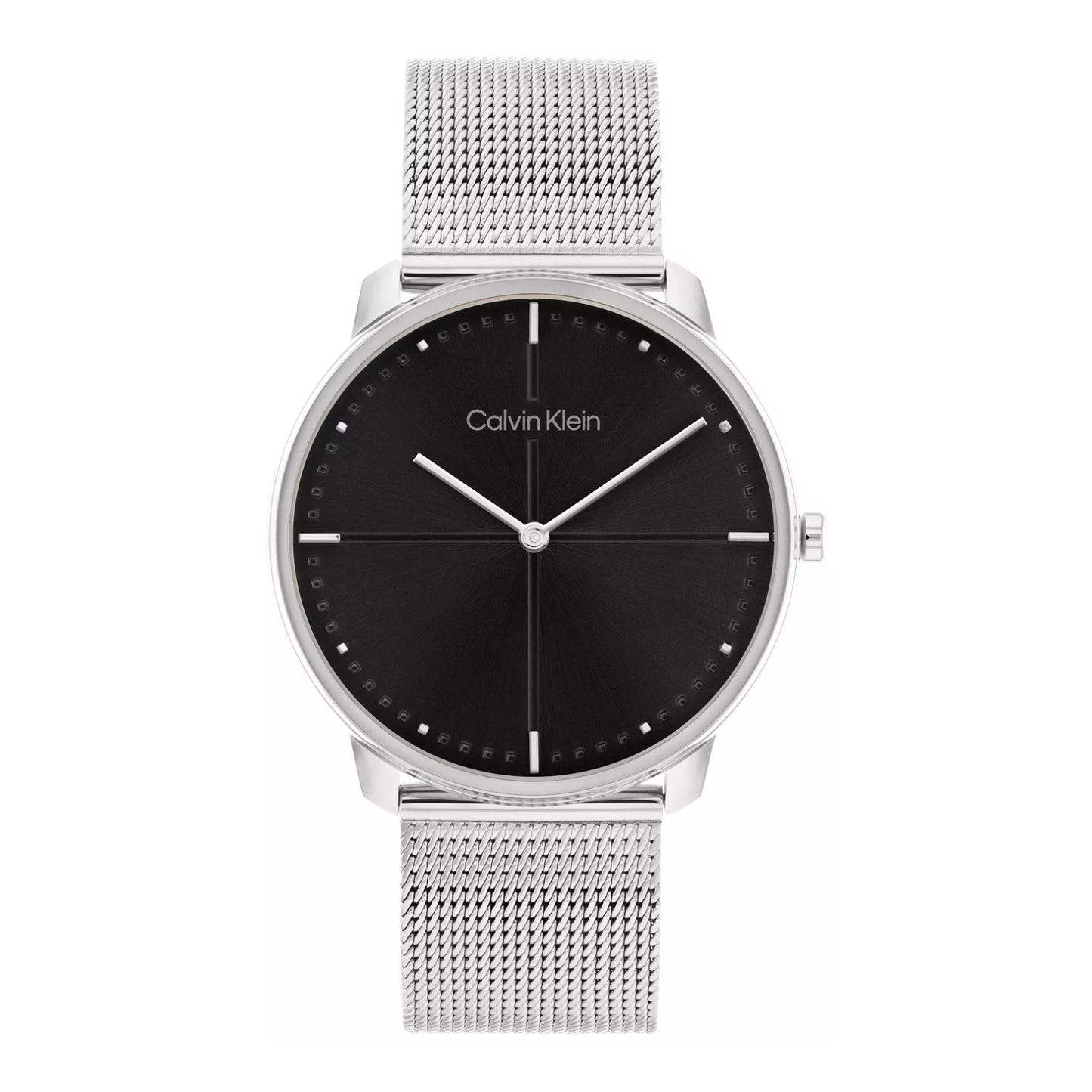 Reloj unisex Calvin Klein Iconic de 40 mm con pulsera de acero inoxidable plateada y cuarzo, esfera negra