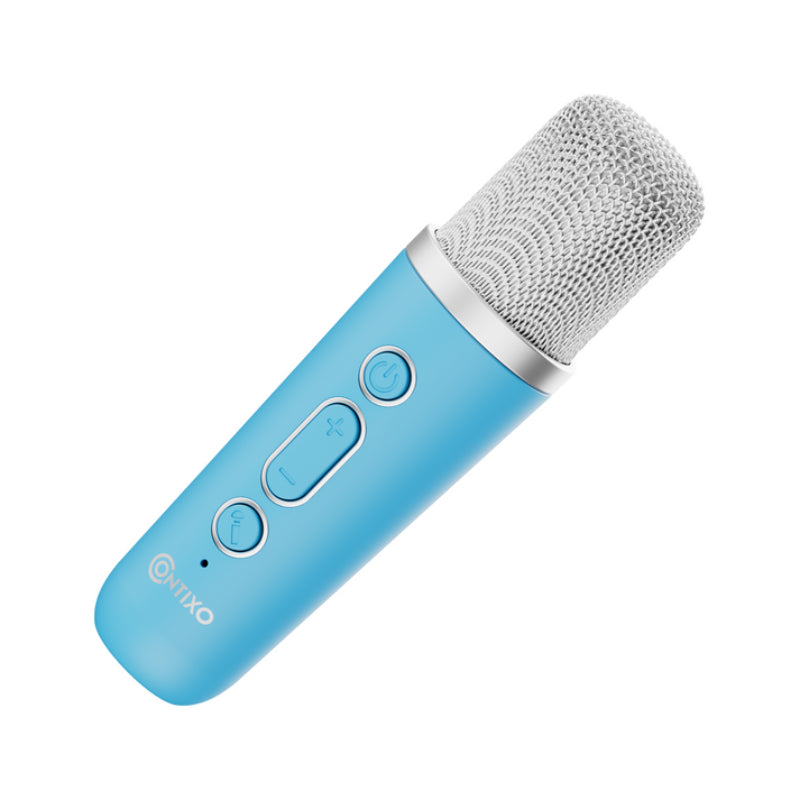 Bundle: Contixo 10" Kids Tablet + Contixo KB2 Kids Wired Over-the-Ear Headphones + Contixo Kids Bluetooth Karaoke Speaker with Two Wireless Microphones - Blue