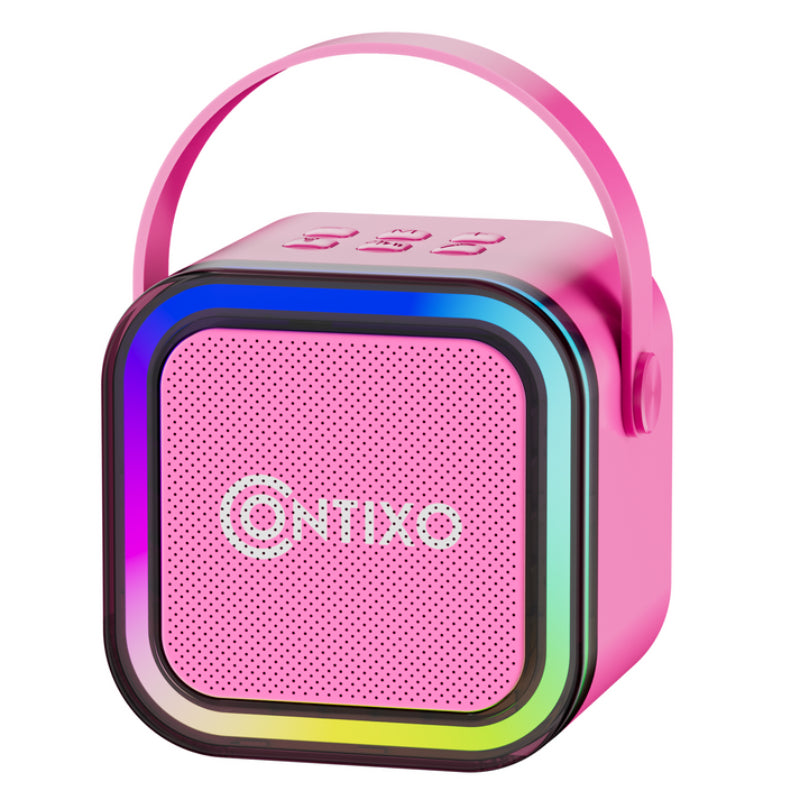Bundle: Contixo 10" Kids Tablet + Contixo KB2 Kids Wired Over-the-Ear Headphones + Contixo Kids Bluetooth Karaoke Speaker with Two Wireless Microphones - Pink