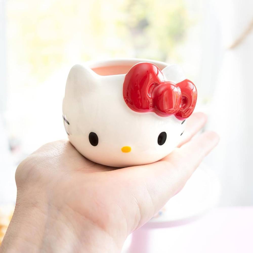 Sanrio Hello Kitty Red Bow 3 oz Sculpted Ceramic Mini Mug - White/Red