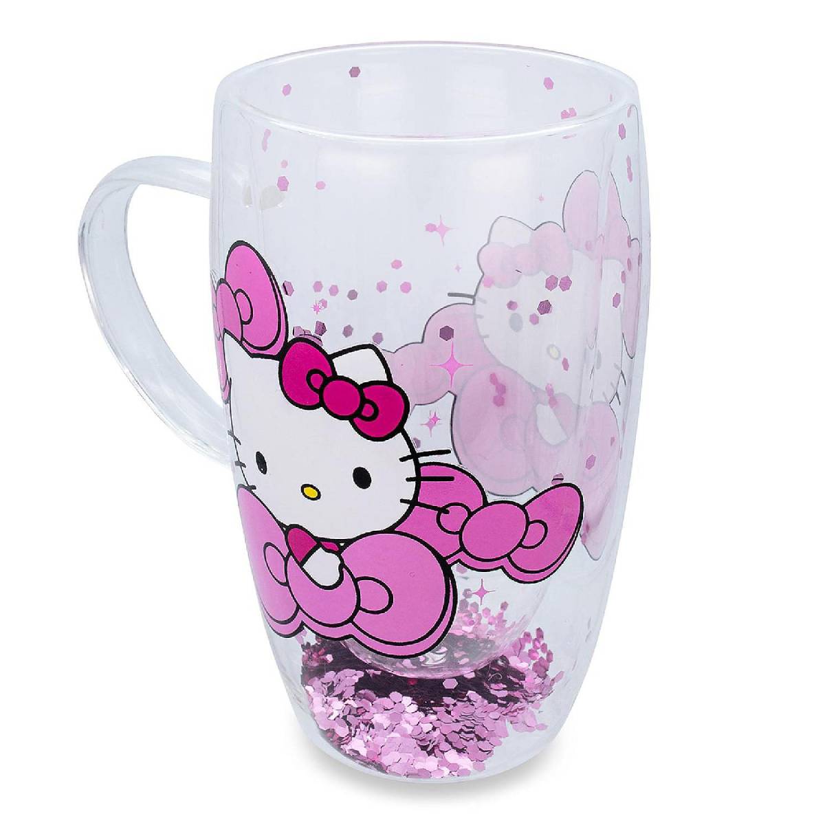 Sanrio Hello Kitty Bows and Stars 15 oz Confetti Glass Mug