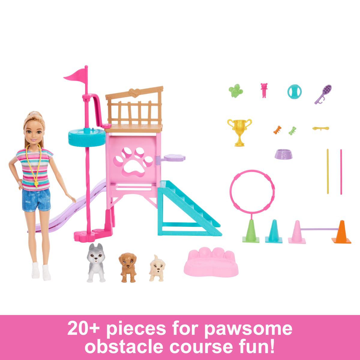 Barbie And Stacie To The Rescue Puppy Playground Playset with 3 Pet Dog Figures