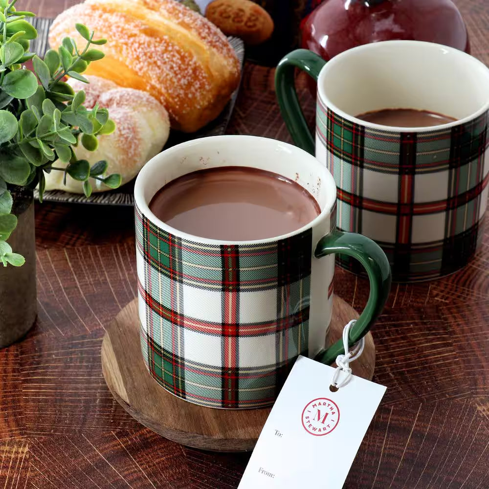 Martha Stewart Holiday Plaid 19 oz Mug - Green