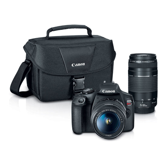 Canon EOS Rebel T7 DSLR Digital Camera with 8-55mm and 75-300mm Lens - Black - Curacao