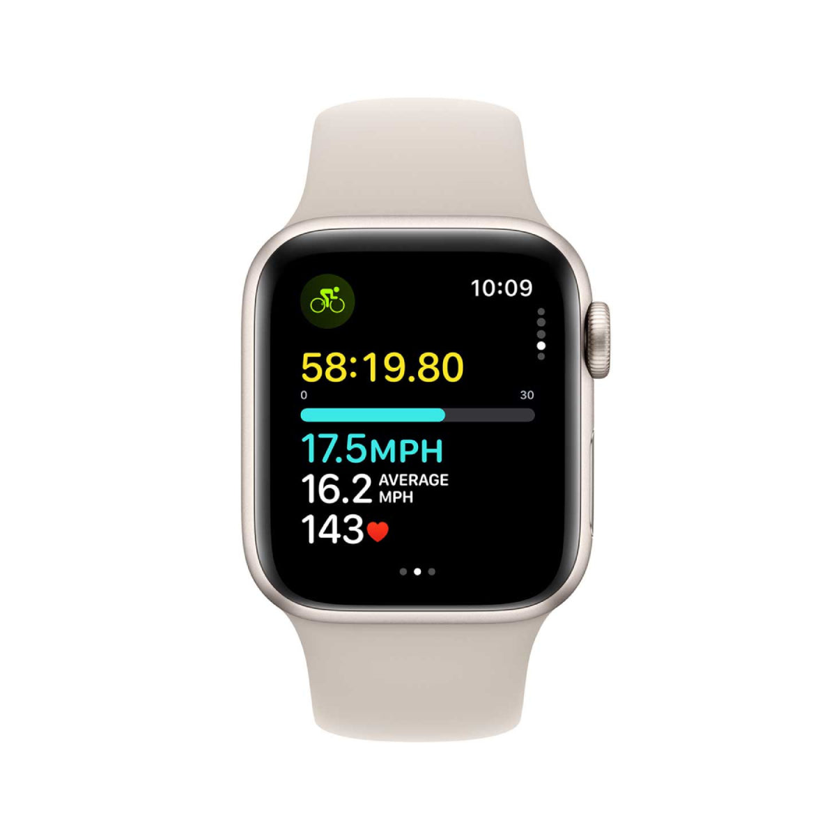 Apple Watch SE 2nd Generation Unisex 40mm Aluminum Case Smartwatch with Starlight/White Sport Band (S/M) - GPS + Cellular (2023)