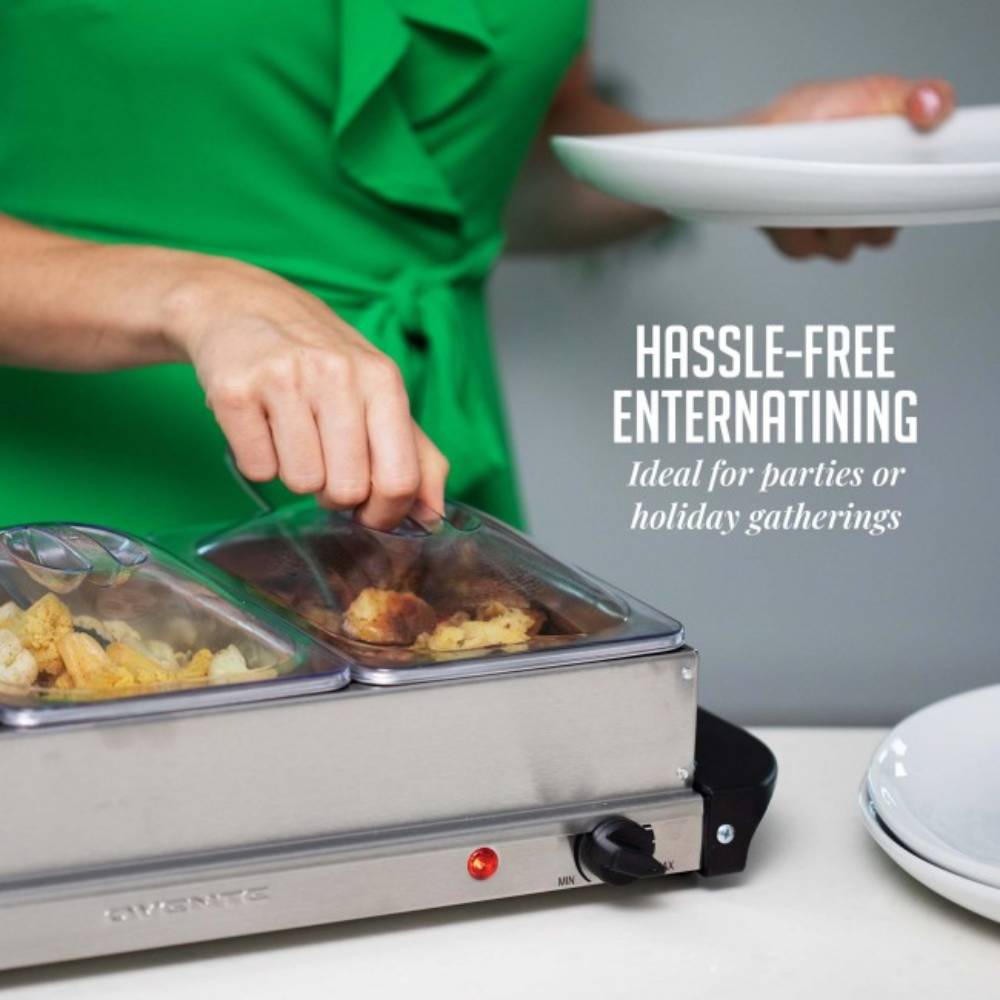 Ovente FW173S Electric Buffet Server with Warming Tray - Silver