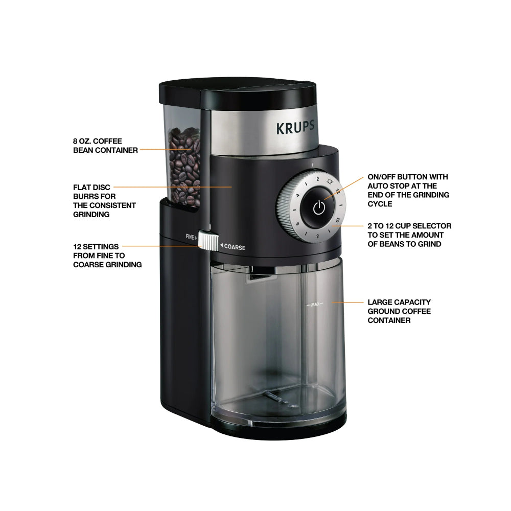 Krups Precise 12-Cup Coffee Grinder - Black