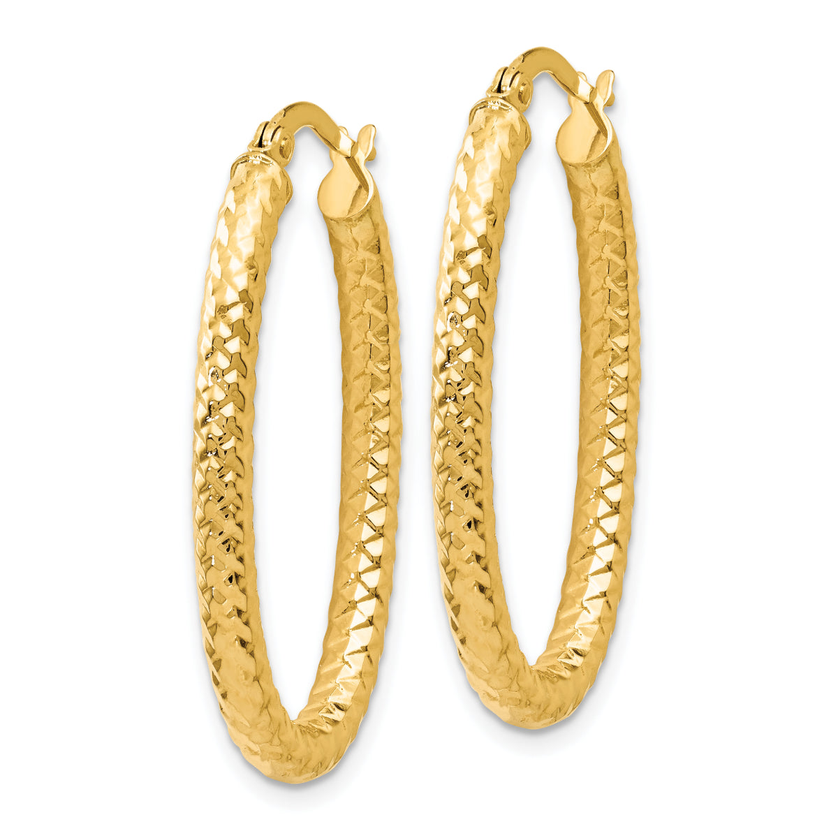 14K Leslie's Women's 3mm ForeverLite Textured Hoop Earrings in 14K Yellow Gold