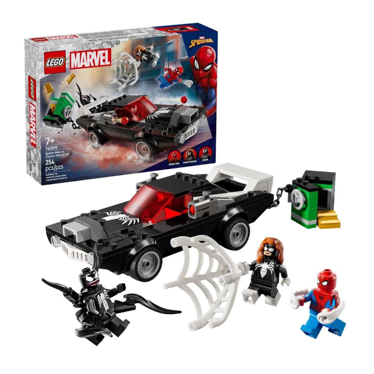 LEGO Marvel Spider-Man vs Venom Muscle Car Building Toy with 3 Minifigures (254-Pieces)