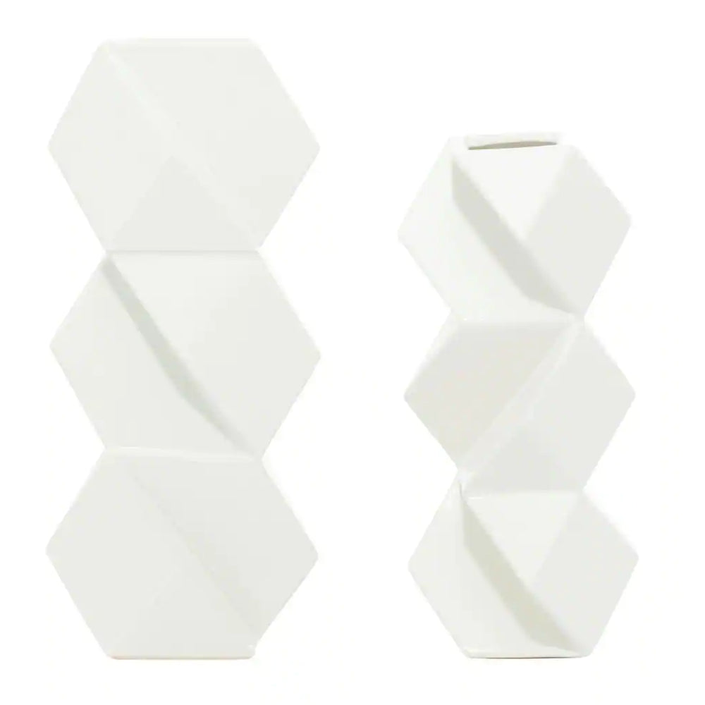 UMA Enterprises Contemporary Ceramic Vase (Set of 2) - White