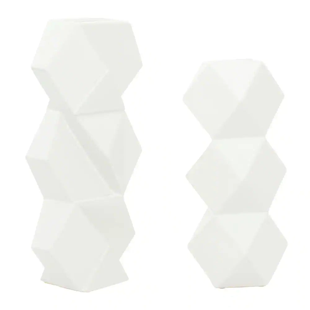 UMA Enterprises Contemporary Ceramic Vase (Set of 2) - White