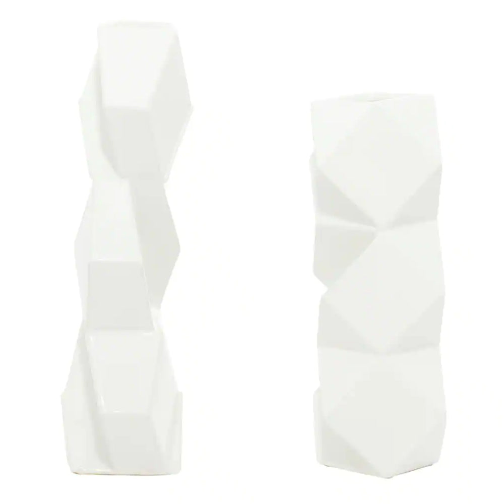 UMA Enterprises Contemporary Ceramic Vase (Set of 2) - White