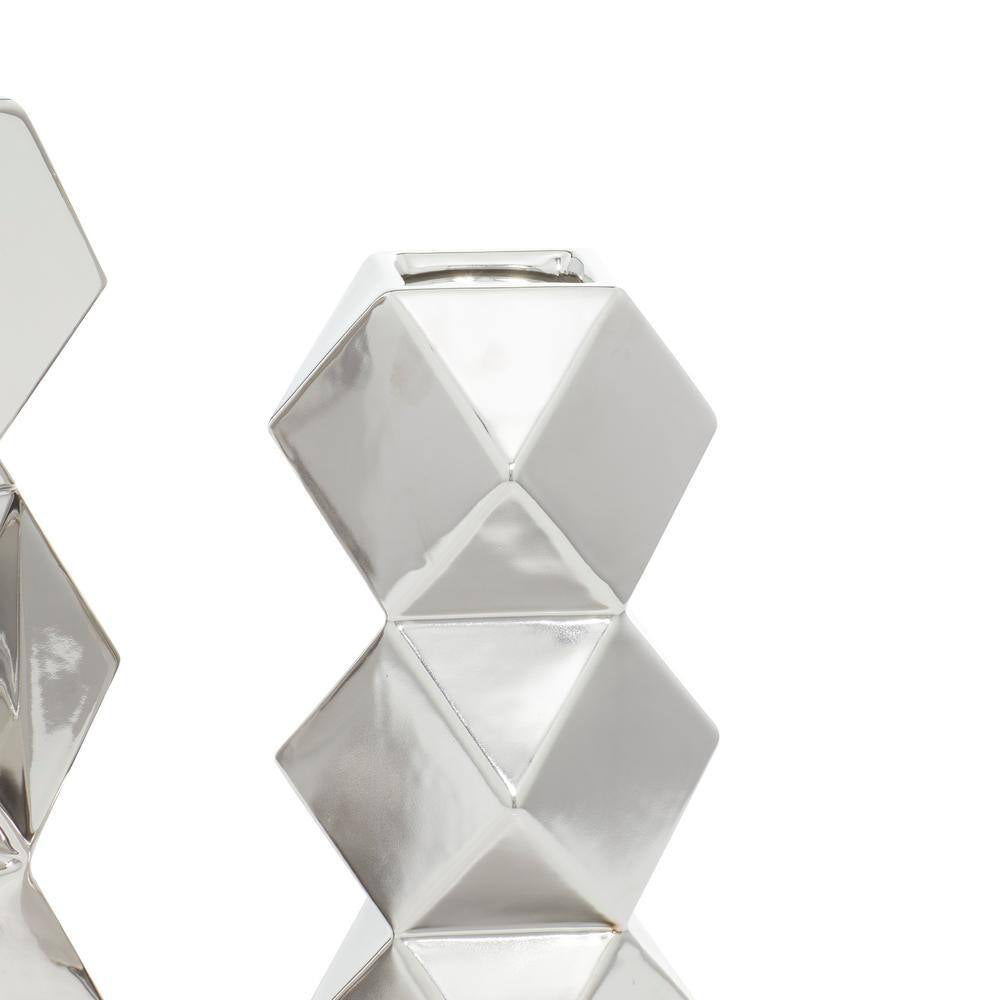 UMA Enterprises Contemporary Ceramic Vase (Set of 2) - Silver