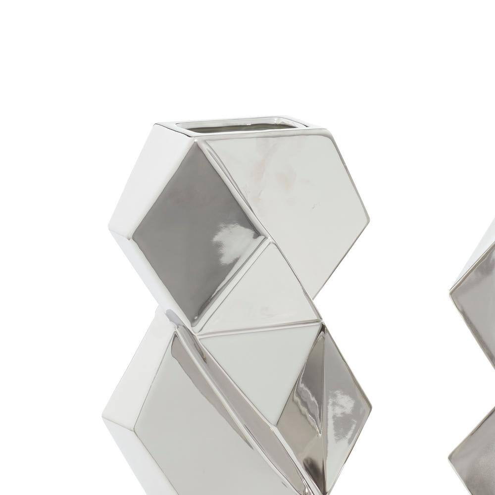 UMA Enterprises Contemporary Ceramic Vase (Set of 2) - Silver