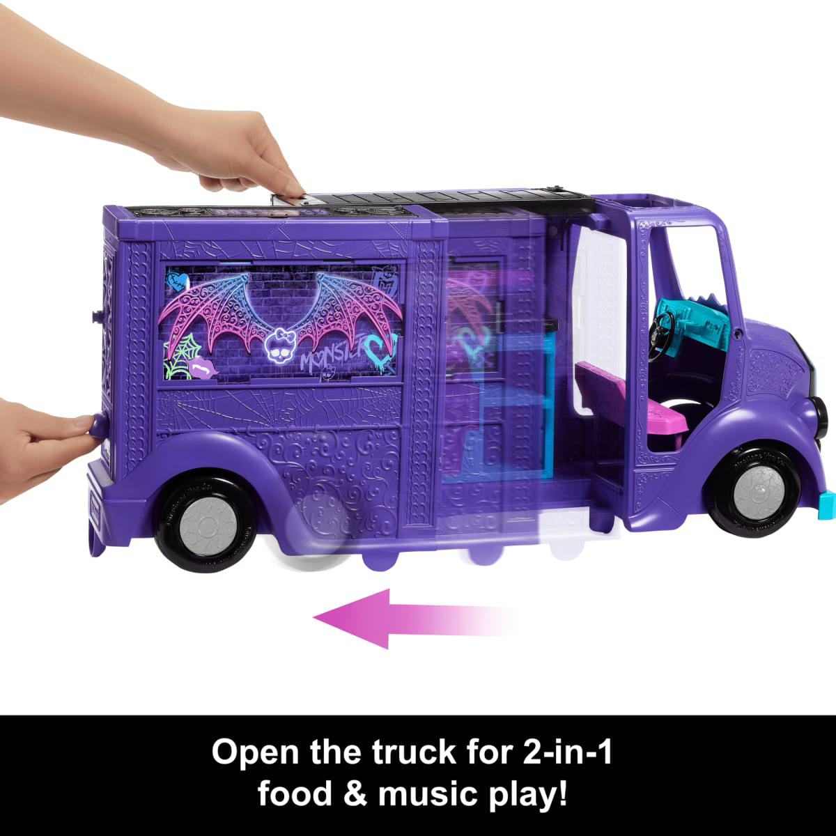 Monster High Draculaura Doll and Fangtastic Rockin’ Food Truck Playset with 13+ Themed Accessories