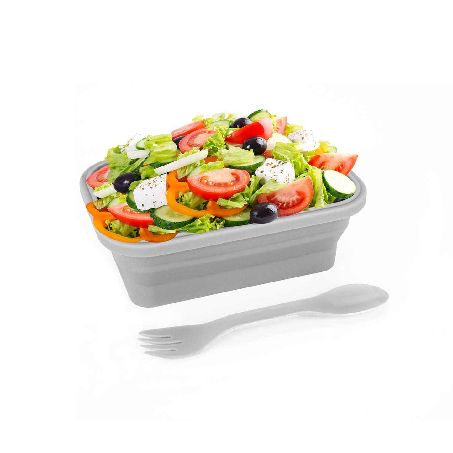 Krumbs Kitchen Silicone Collapsible Lunch Container - Gray