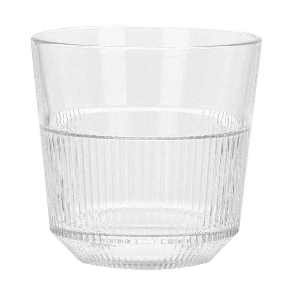 Koopman 10 oz Striped Drink Glass Set of 4 - Clear