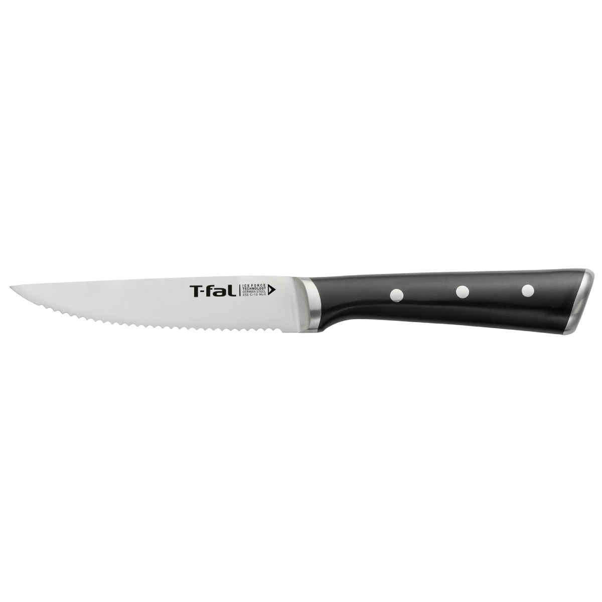 T-fal K282S464 Ice Force Steak Knife Set (4-Piece) - Silver/Black