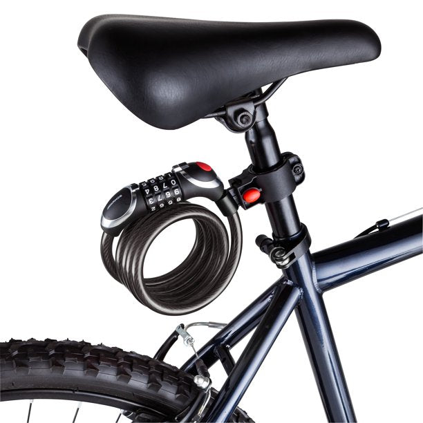Candado combinado Schwinn de 12 mm con luz y soporte de montaje, color negro