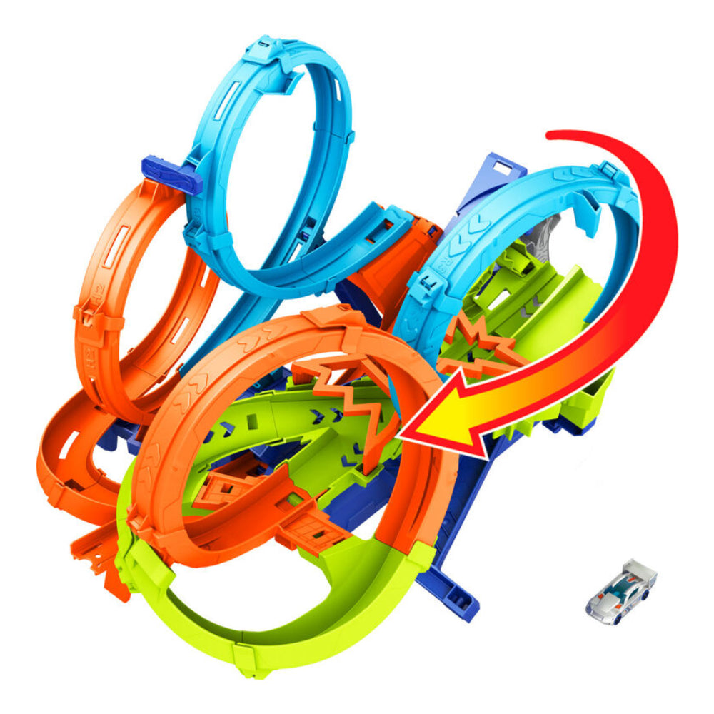 Hot Wheels Action 4-Loop Crash Out Track Set with 1:64 Scale Toy Car