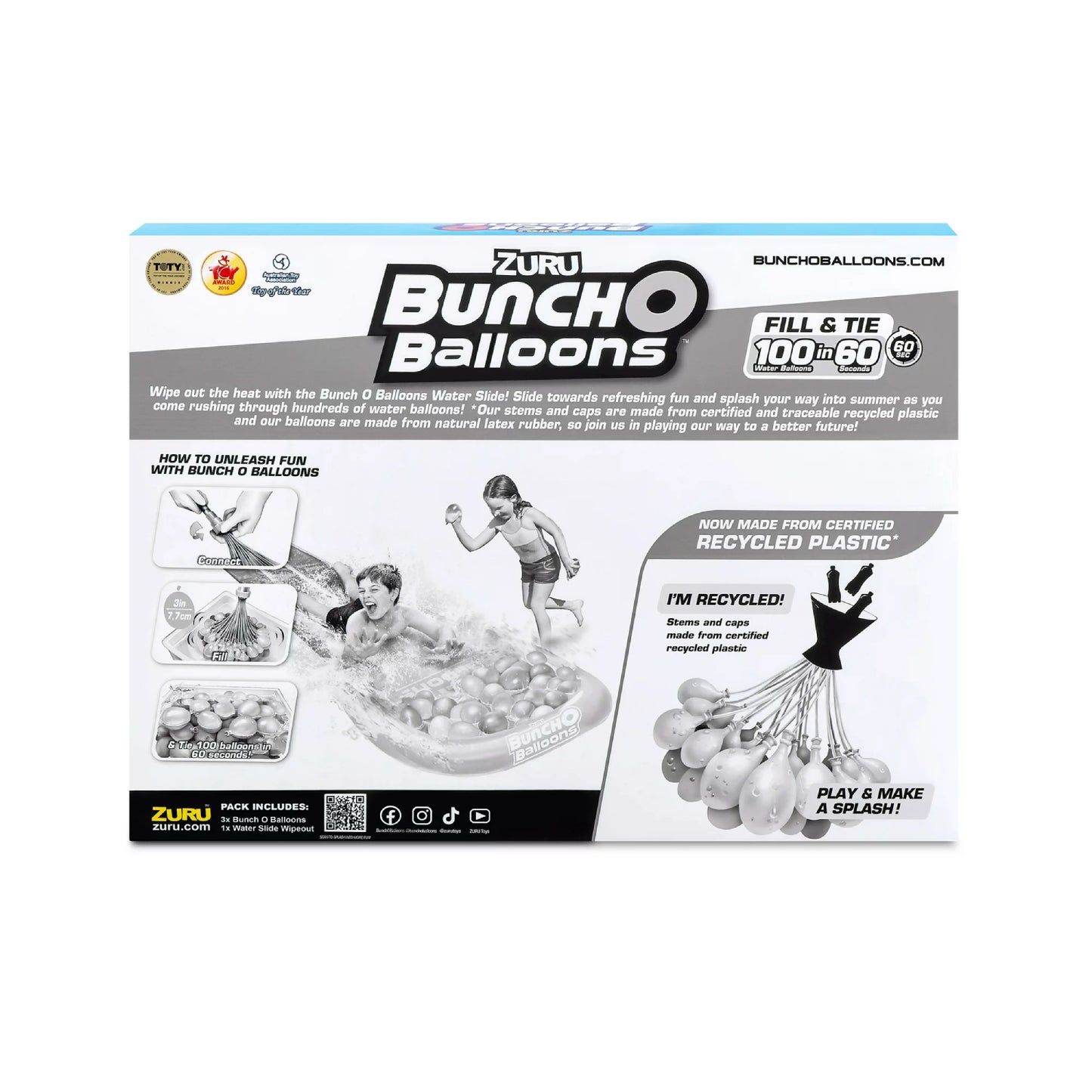 Tobogán acuático Bunch O Balloons Bob con 3 globos tropicales
