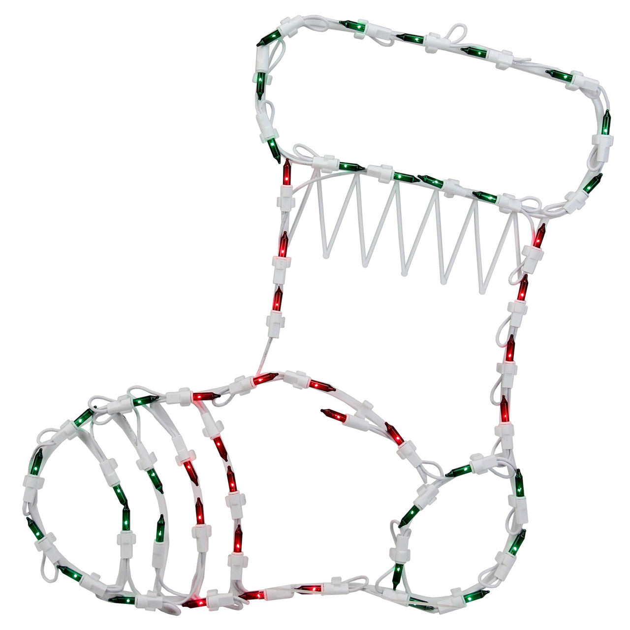 Red and Green Lighted Stocking Silhouette Window Christmas Decoration