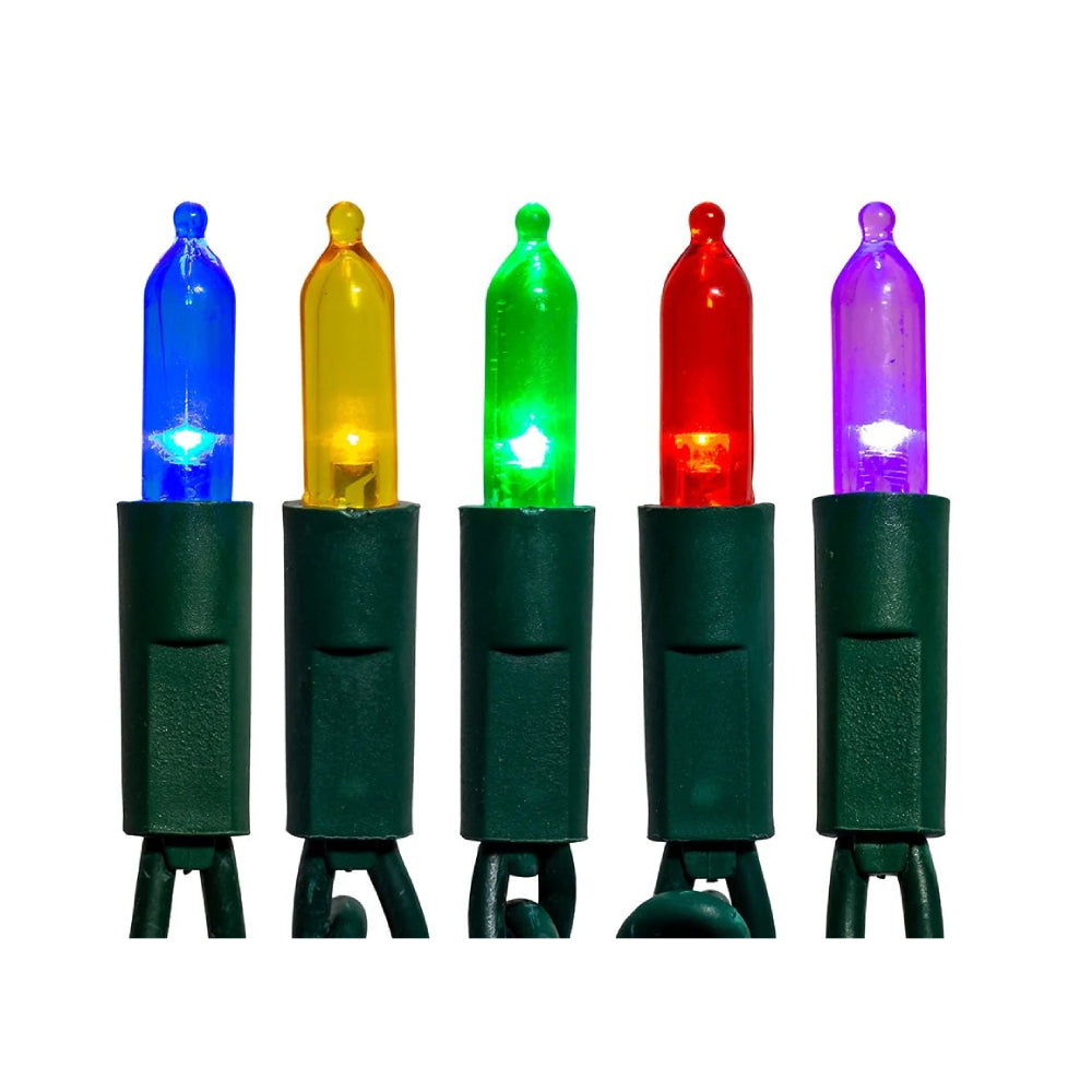 Kurt Adler 50-Light Multicolor LED Green Wire Light Set, 25 feet