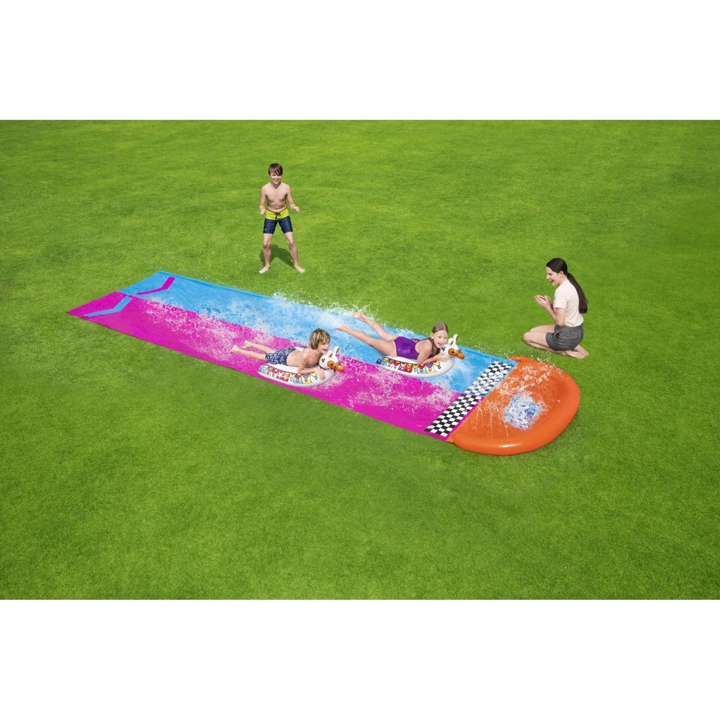 Bestway H2OGO! Llama Rama Double Race Water Slide with Two Surf Riders - Curacao